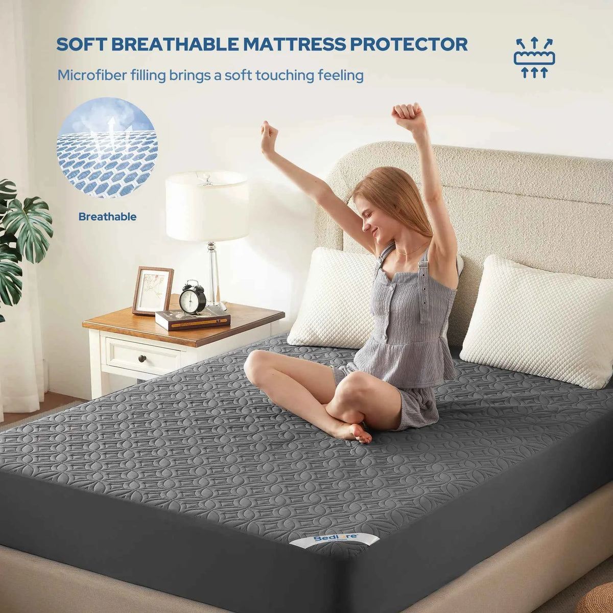 Waterproof Fitted Sheet & Mattress Protector | Soft Breathable Deep Pocket Bed Cover
