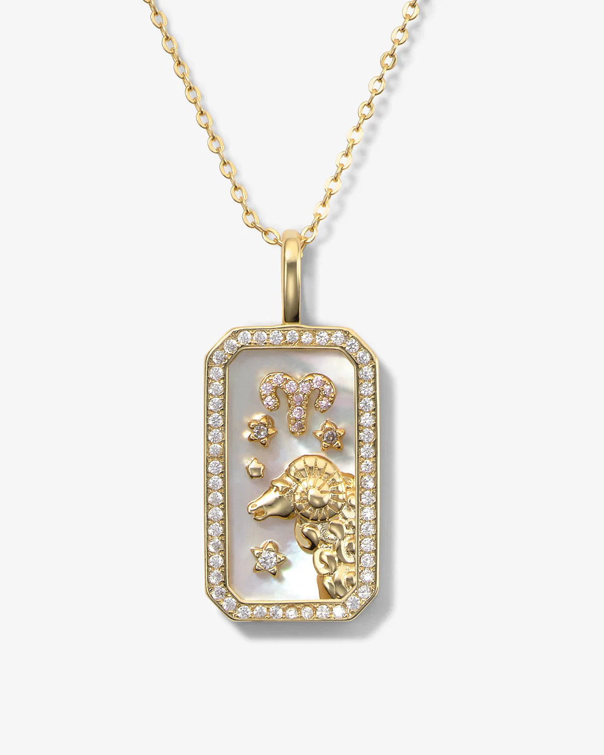 Sternzeichen-Halskette mit Perlmutt-Amulett | 18K vergoldeter Himmelsanhänger