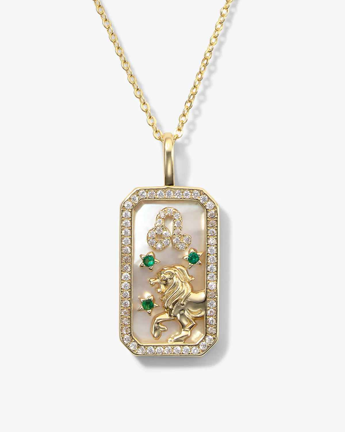 Personalized Zodiac Mother of Pearl Necklace | Custom Engraved 18K Gold-Plated Pendant