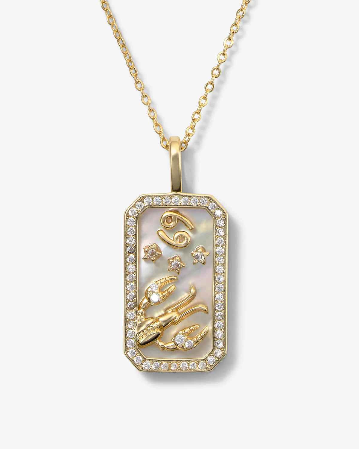 Personalized Zodiac Mother of Pearl Necklace | Custom Engraved 18K Gold-Plated Pendant