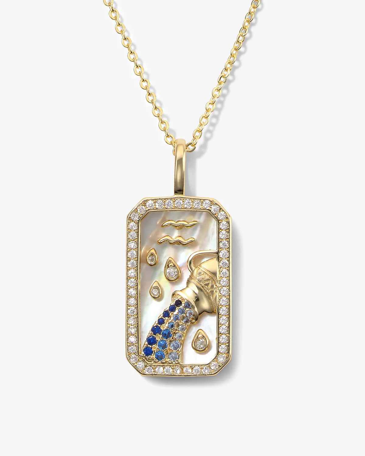 Personalized Zodiac Mother of Pearl Necklace | Custom Engraved 18K Gold-Plated Pendant