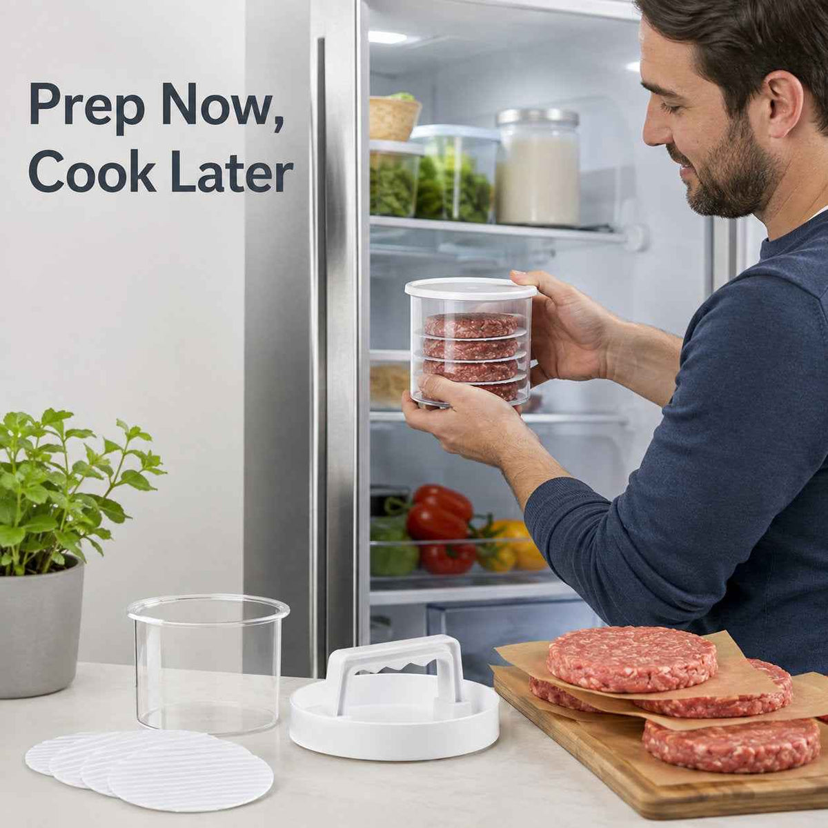 12-Piece Burger Press Kit | Homemade Patty Maker & Storage Set for BBQ & Meal Prep