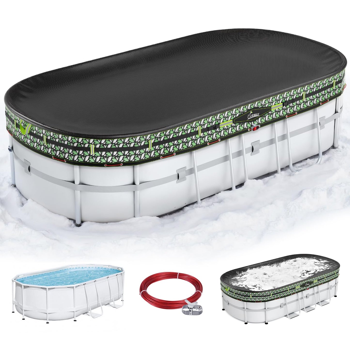 Heavy-Duty Winter Pool Cover | 200gsm Waterproof & Windproof Protection