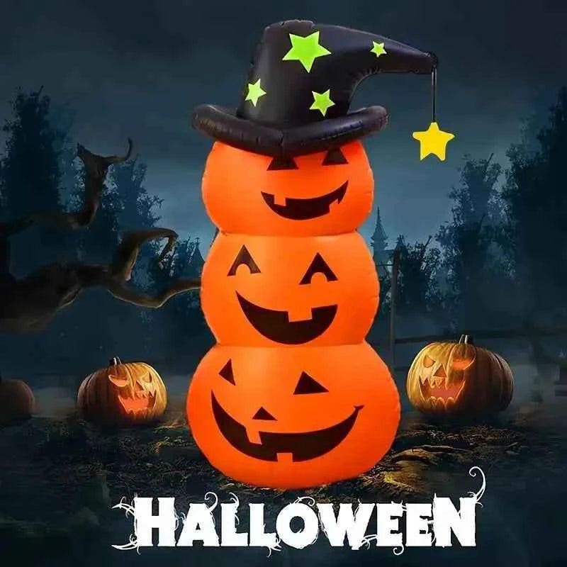 Halloween Giant Pumpkin Decoration Set, Inflatable Jester Hat Stand-Up Decor, Outdoor Halloween Party Supplies, Home Decor Ornaments