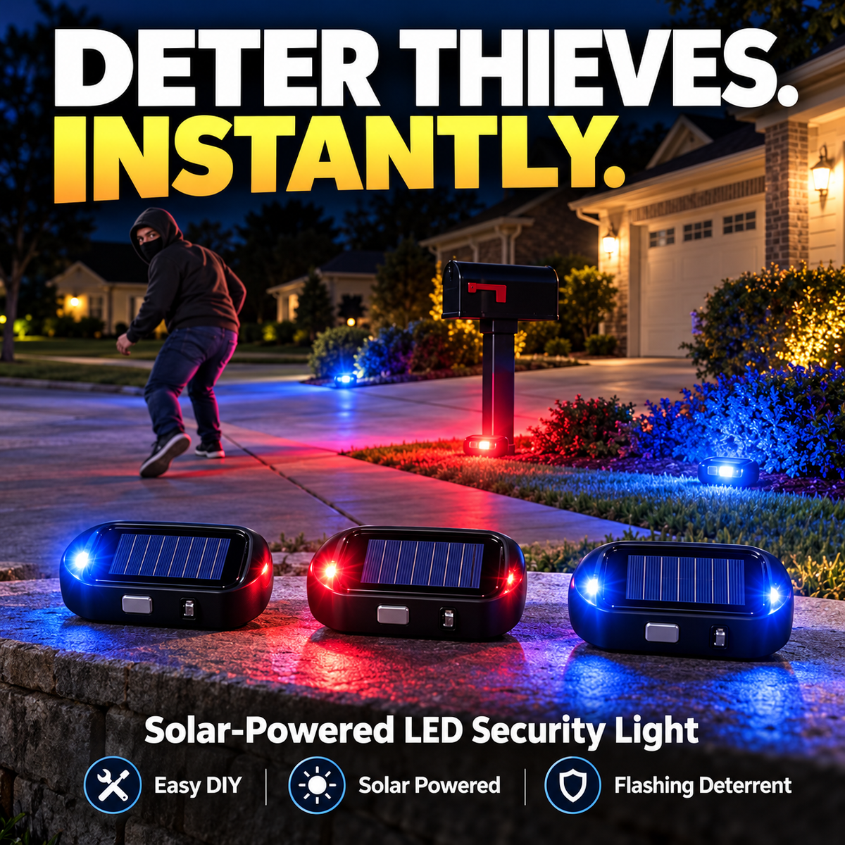 Last Day 60% OFF🔥-🔦 Solar Flashing Car Security Light – Visible Theft Deterrent For Vehicles & Property