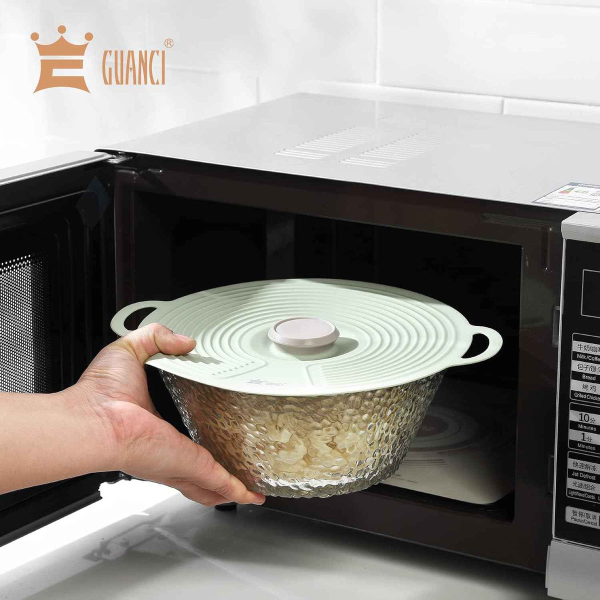 GUANCI Silicone Lids for Bowl 8 Pack, Microwave Splatter Cover with 6 Sizes Reusable Heat Resistant Lids Fits Cups, Bowls, Plates, Pots, Pans, Skillets, Stove Top, Oven, Fridge Dishwasher Safe