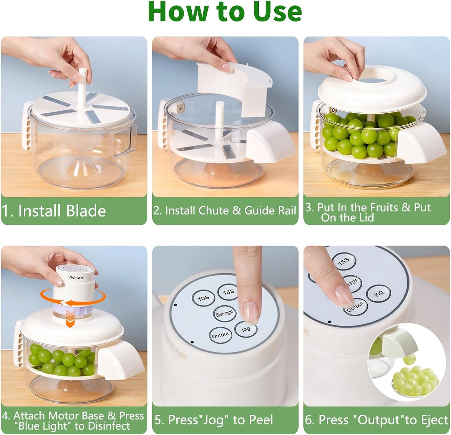 Automatic Grape Peeler Machine, Electric Garlic Peeler & Cherry Tomato,Cordless Electric Grape Peeling Machine for Fruit & Vegetable-Rechargeable Garlic Peeler Skin Remover for Home (Milky White)