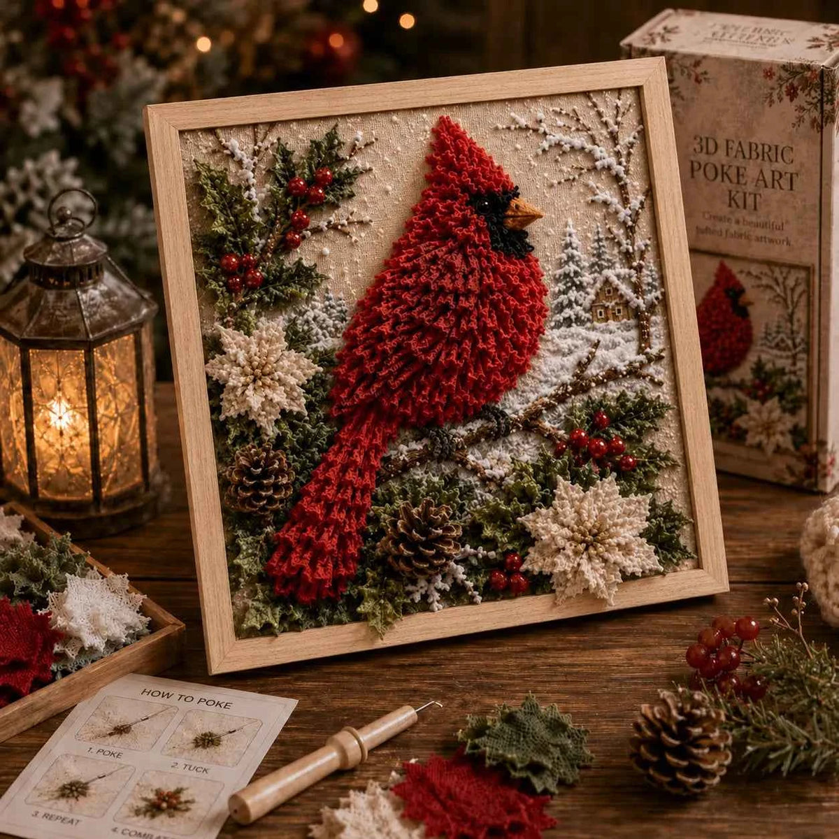 3D Christmas Fabric Poke Art Kit | DIY Holiday Embroidery Craft