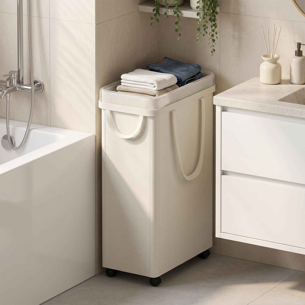 Slim Rolling Laundry Hamper for Dorm Rooms | Space-Saving Laundry Basket with Wheels