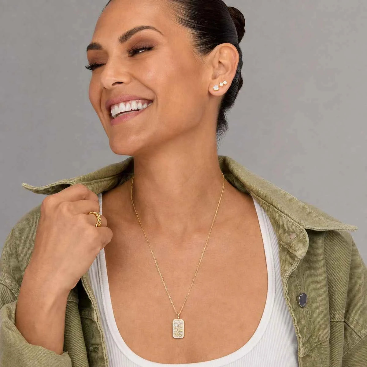 Personalized Zodiac Mother of Pearl Necklace | Custom Engraved 18K Gold-Plated Pendant