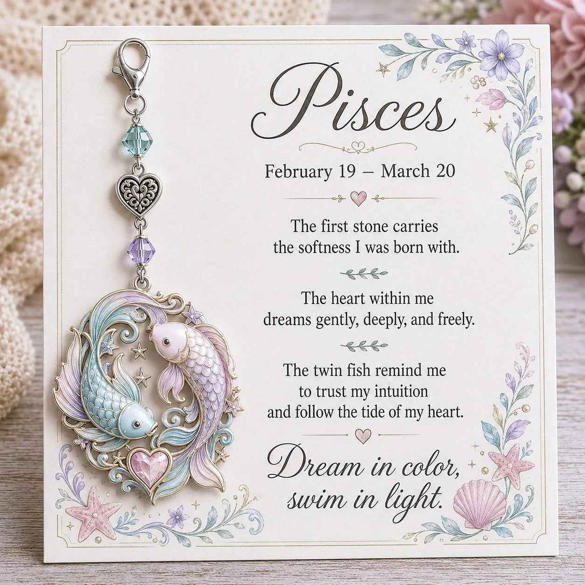 Personalized Birthstone Keychain Gift | Zodiac Keepsake Card & Meaningful Memorial Gift