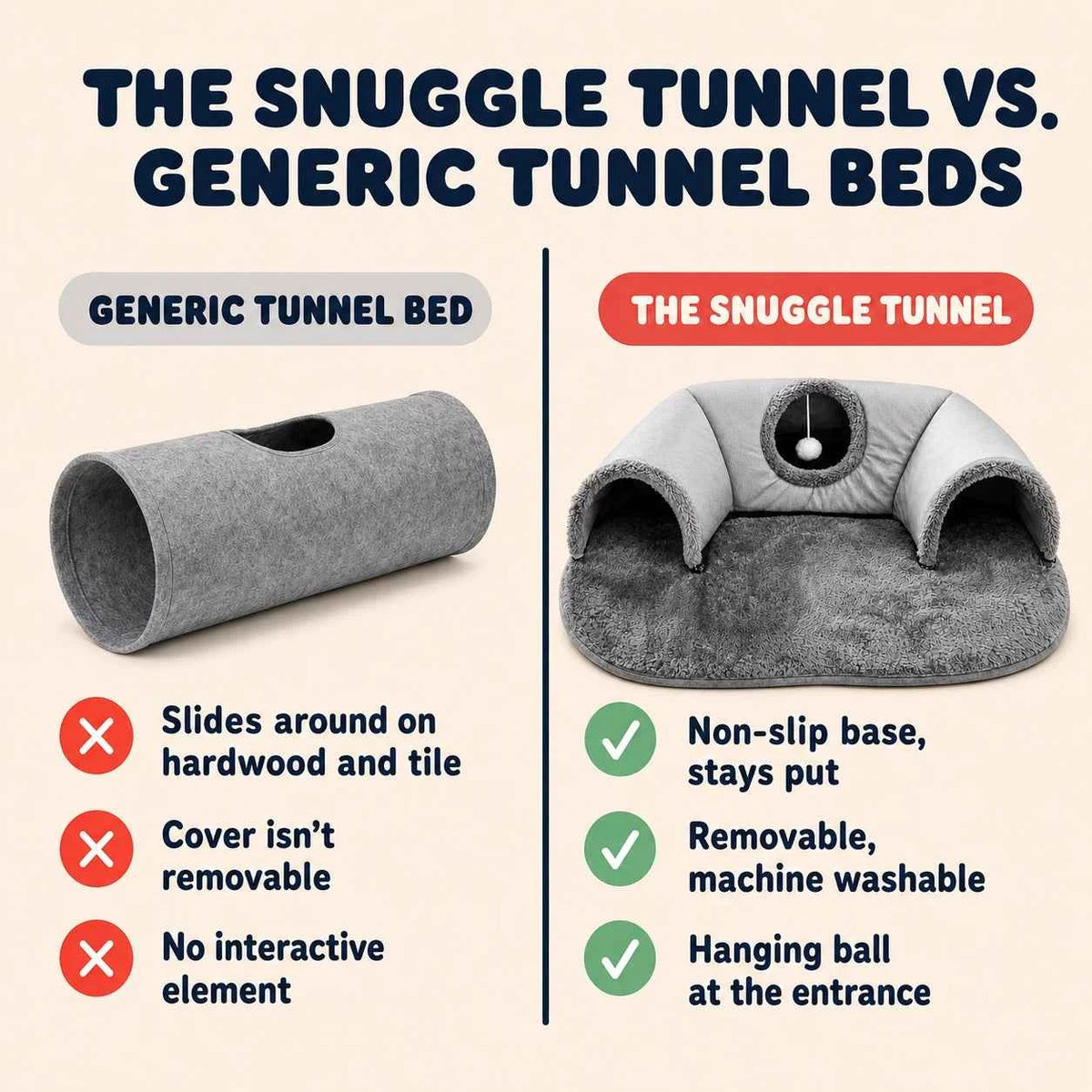 Cozy Cat Tunnel Bed | 4-in-1 Hideaway, Play Tunnel & Nap Nest