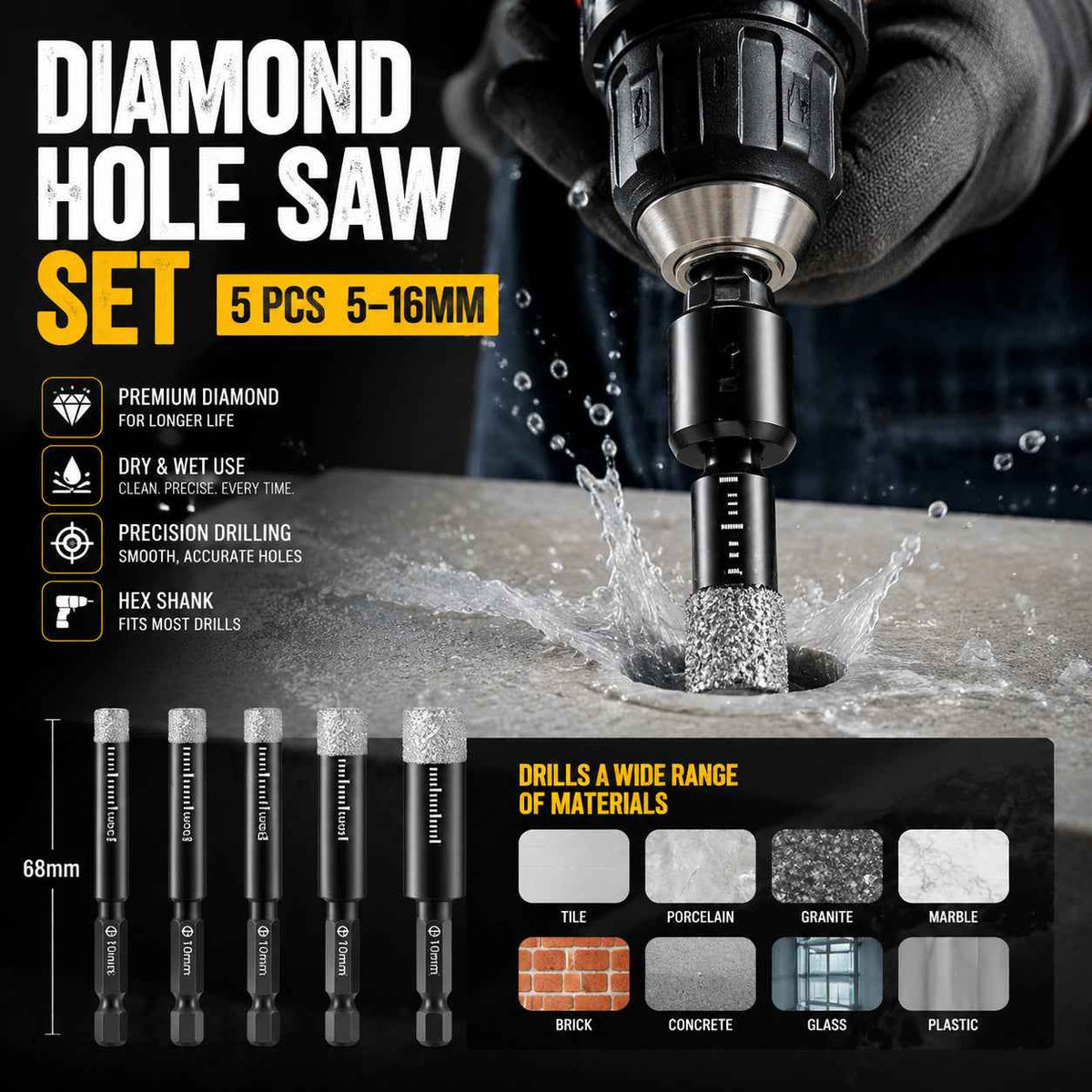 Professional Diamond Hole Drill Bits – Fast Clean Cutting for Tile & Stone