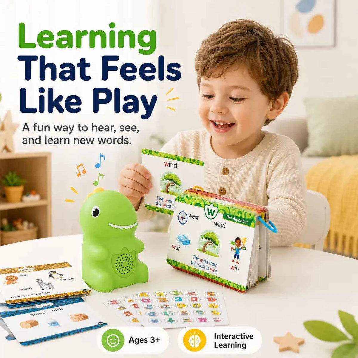 Dinosaur Talking Flash Cards | 148 Cards & 592 Learning Words