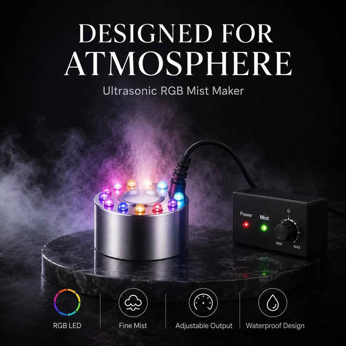 【🎃Halloween Sale🎃】Halloween LED Fog Maker | Ultrasonic Mist Machine for Spooky Party & Yard Decoration