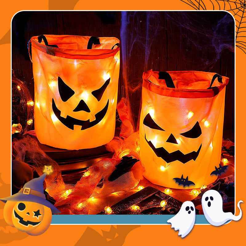 【🎃Halloween sales🎃】Halloween LED Pumpkin Candy Bag | Glowing Trick Or Treat Handbag For Kids Halloween Party & Costume