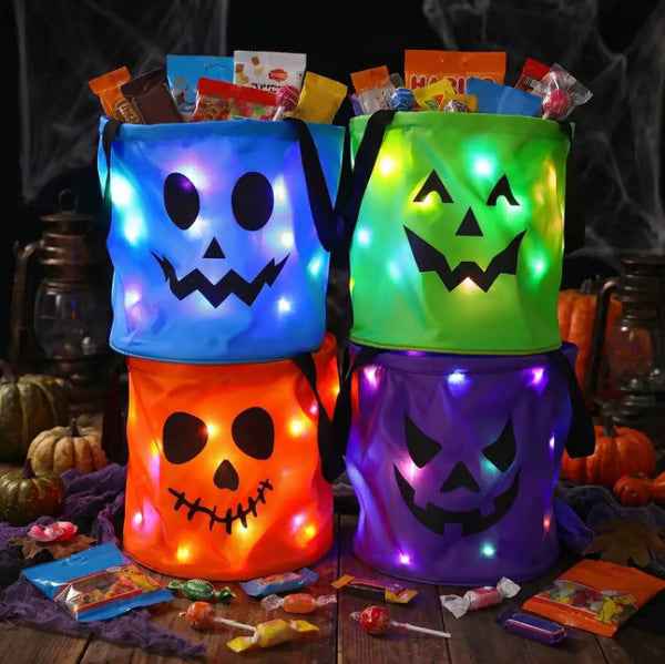 【🎃Halloween sales🎃】Halloween LED Pumpkin Candy Bag | Glowing Trick Or Treat Handbag For Kids Halloween Party & Costume