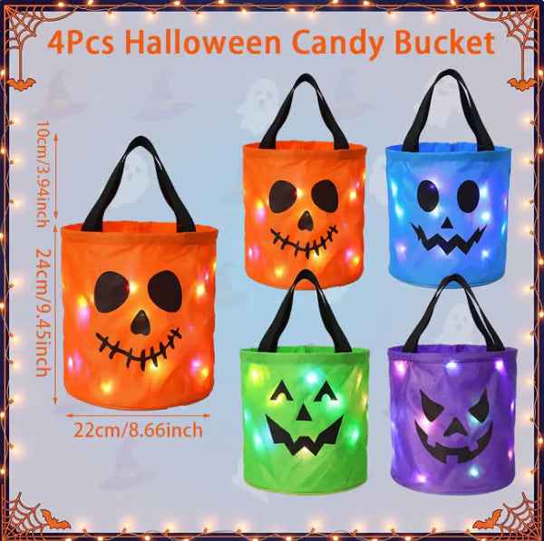 【🎃Halloween sales🎃】Halloween LED Pumpkin Candy Bag | Glowing Trick Or Treat Handbag For Kids Halloween Party & Costume