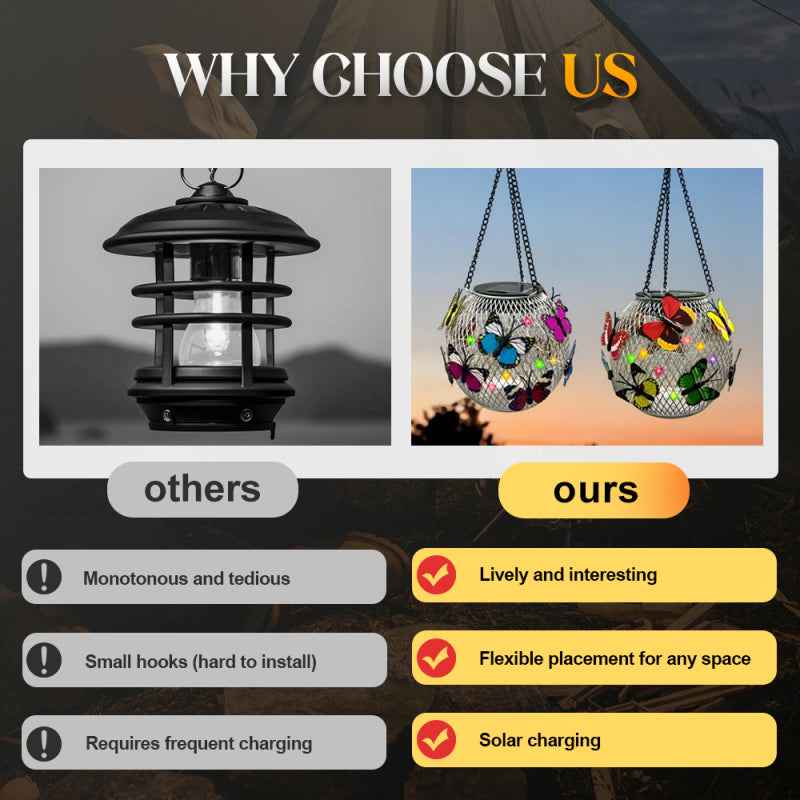 Solar Hanging Garden Light | Iron Art Outdoor Lantern with Warm LED Glow for Patio, Porch & Yard Decor