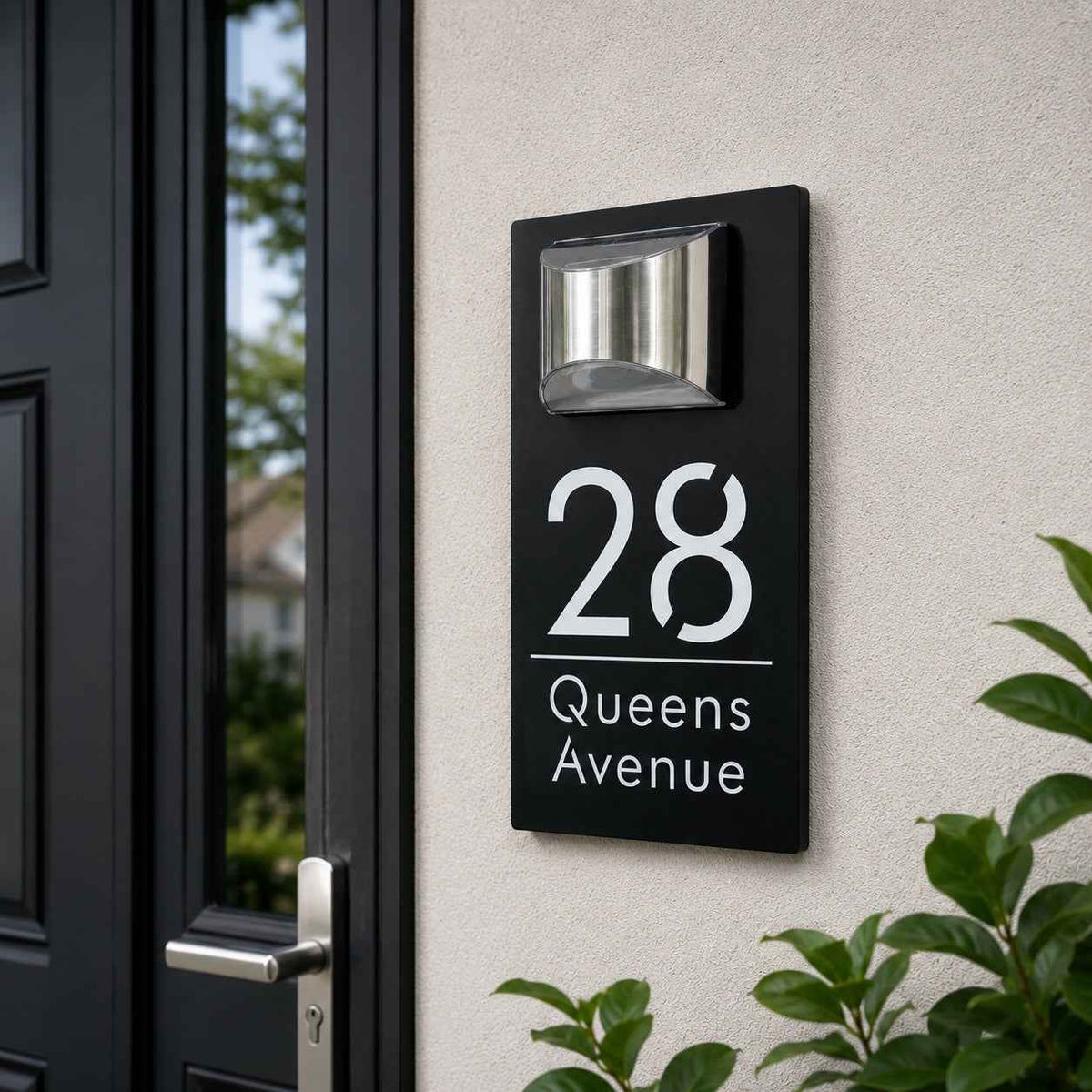 Personalized Solar House Number Sign | Modern LED Address Plaque for Front Door