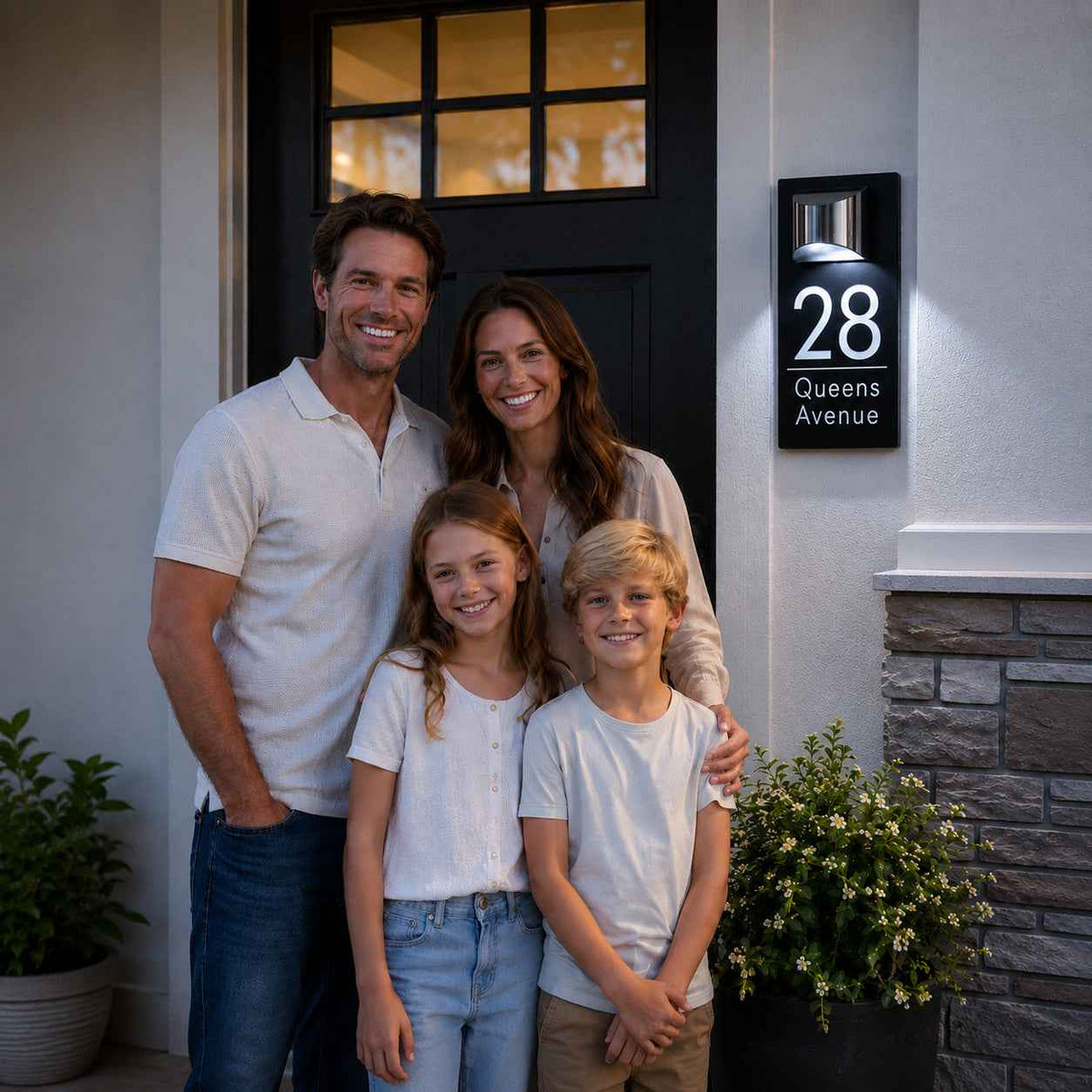 Personalized Solar House Number Sign | Modern LED Address Plaque for Front Door