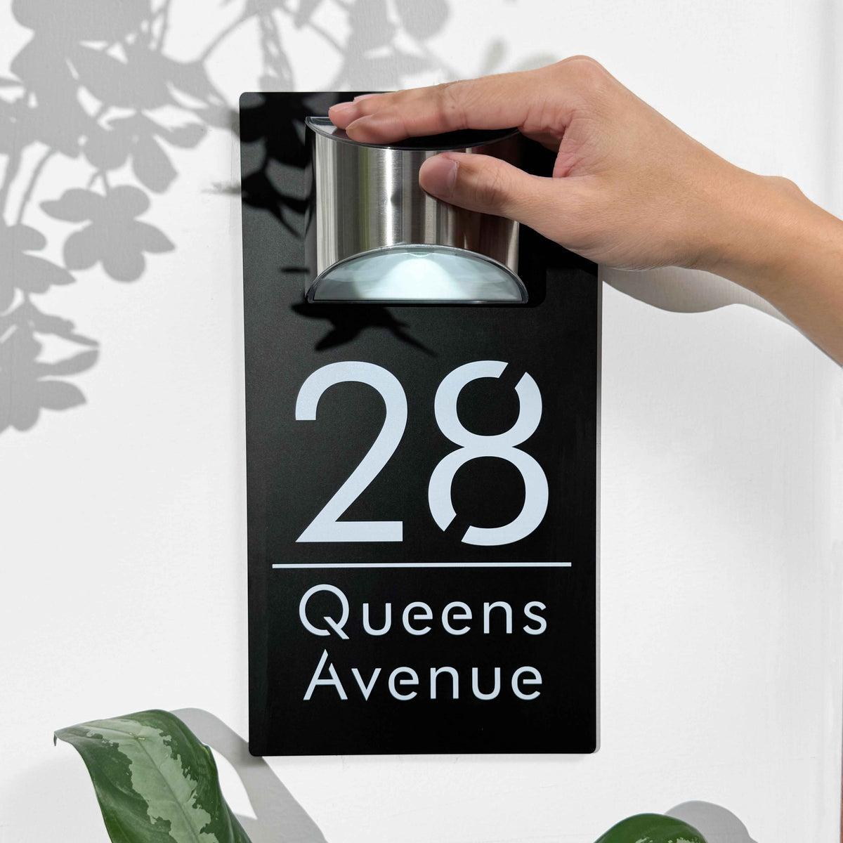 Personalized Solar House Number Sign | Modern LED Address Plaque for Front Door