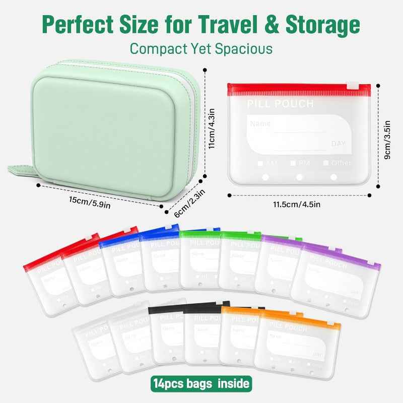 Portable Weekly Pill Organizer Binder | Removable Travel Medicine Pouches