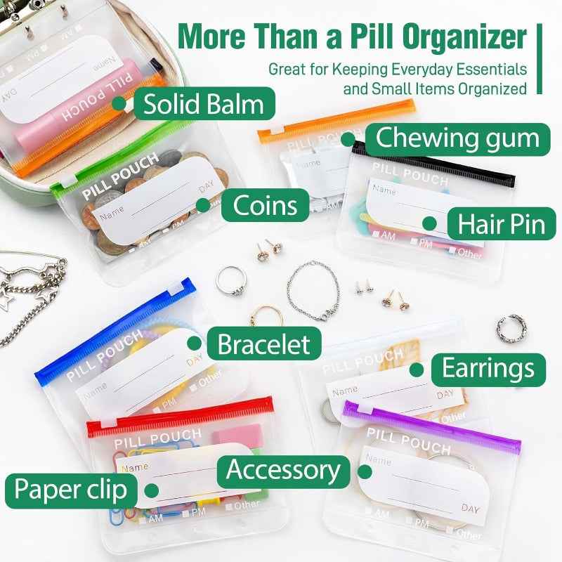 Portable Weekly Pill Organizer Binder | Removable Travel Medicine Pouches