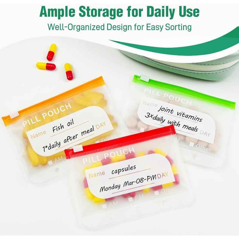 Portable Weekly Pill Organizer Binder | Removable Travel Medicine Pouches