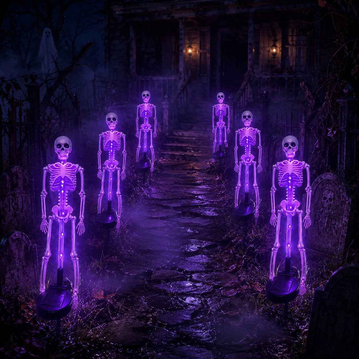 【🎃Halloween sales🎃】Halloween Skull Solar Garden Lights | Waterproof Outdoor LED Skull Stake Lights for Yard, Lawn & Pathway Decor