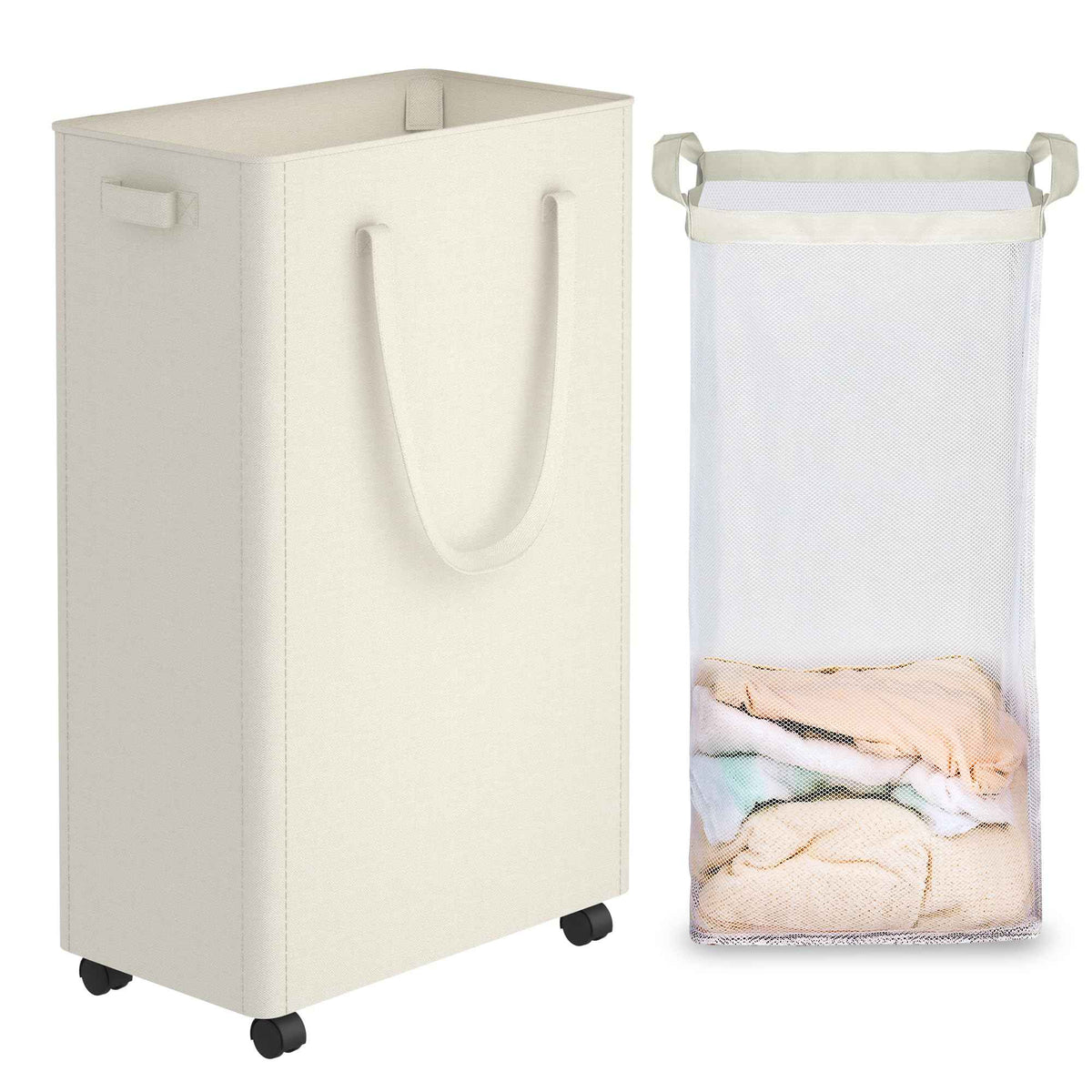 Slim Rolling Laundry Hamper for Dorm Rooms | Space-Saving Laundry Basket with Wheels
