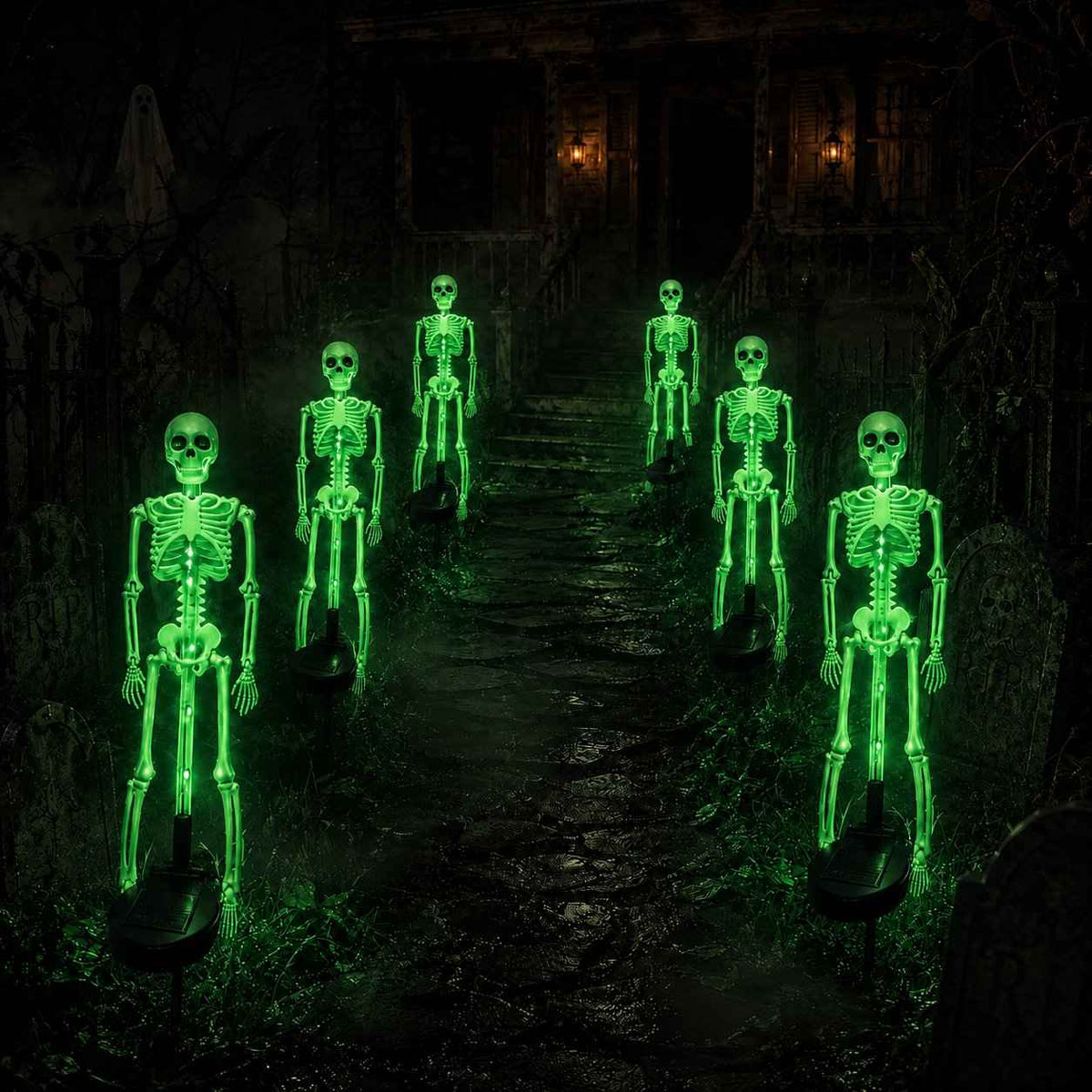 【🎃Halloween sales🎃】Halloween Skull Solar Garden Lights | Waterproof Outdoor LED Skull Stake Lights for Yard, Lawn & Pathway Decor
