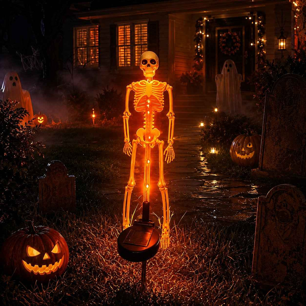 【🎃Halloween sales🎃】Halloween Skull Solar Garden Lights | Waterproof Outdoor LED Skull Stake Lights for Yard, Lawn & Pathway Decor