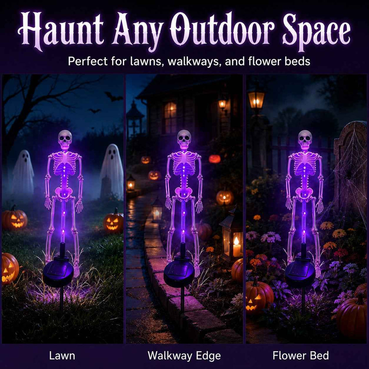 【🎃Halloween sales🎃】Halloween Skull Solar Garden Lights | Waterproof Outdoor LED Skull Stake Lights for Yard, Lawn & Pathway Decor