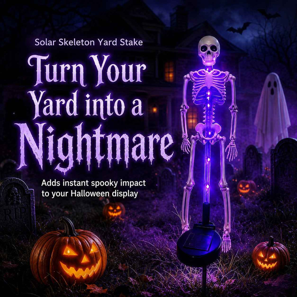 【🎃Halloween sales🎃】Halloween Skull Solar Garden Lights | Waterproof Outdoor LED Skull Stake Lights for Yard, Lawn & Pathway Decor