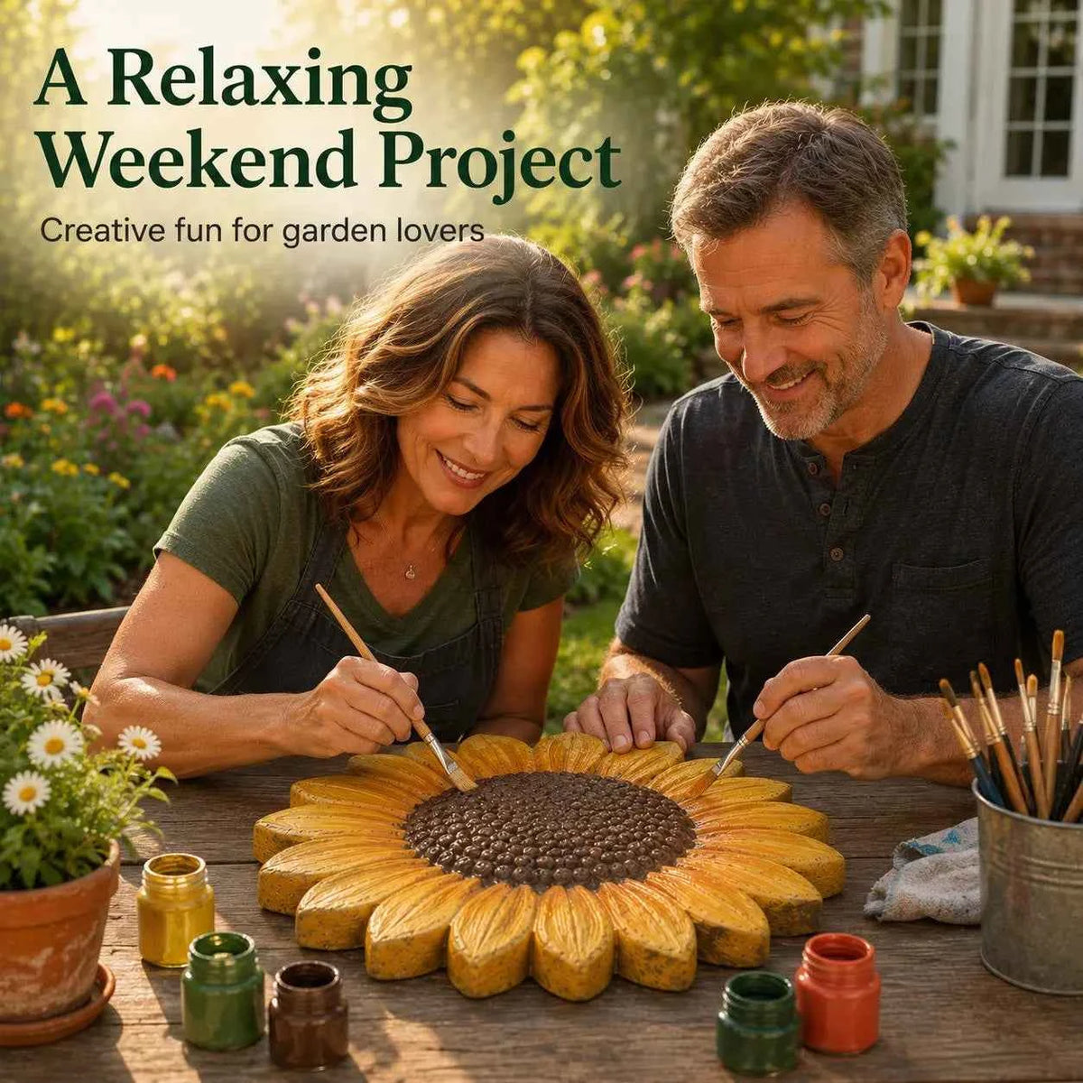 Reusable Sunflower Stepping Stone Mold | DIY Concrete Garden Path Mold For Backyard Decoration
