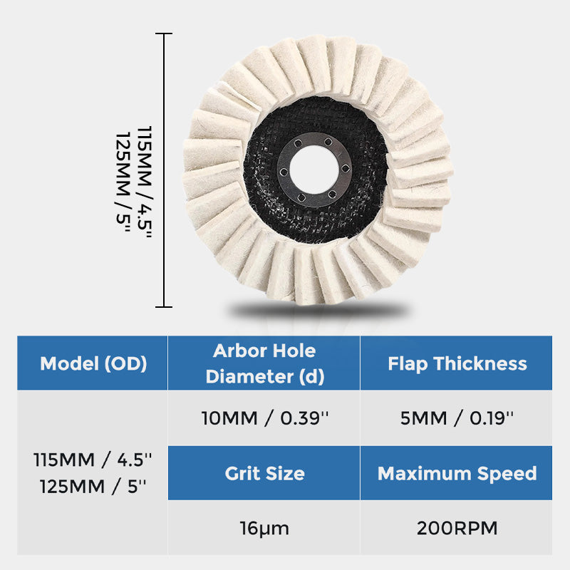 Wool Felt Flap Polishing Disc | Angle Grinder Buffing Wheel for Metal, Stone & More