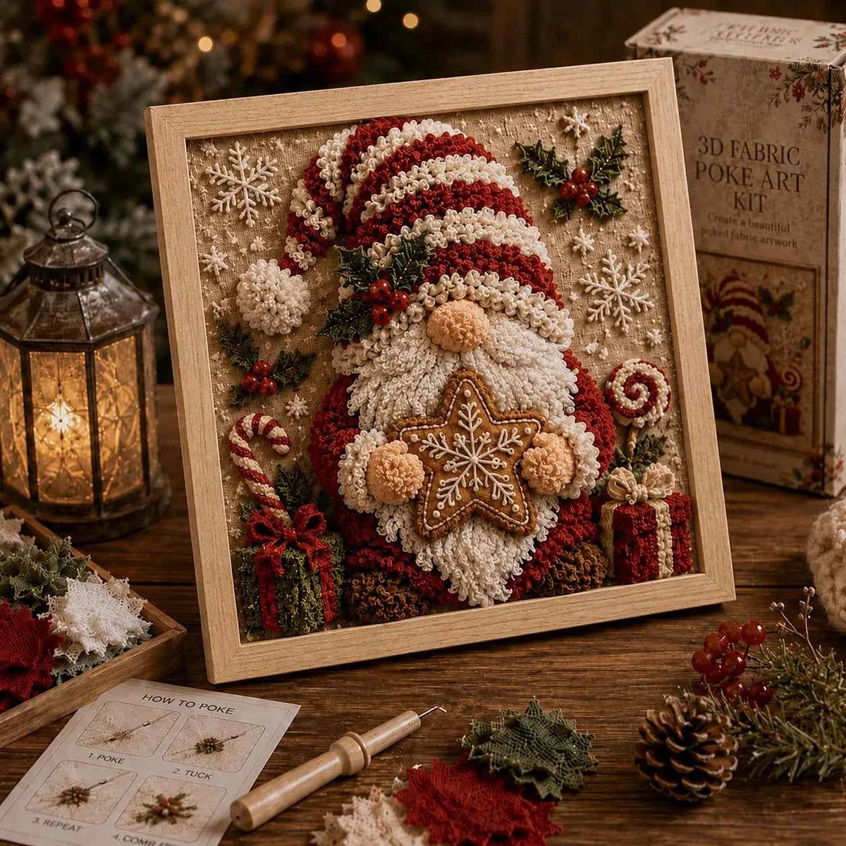 3D Christmas Fabric Poke Art Kit | DIY Holiday Embroidery Craft