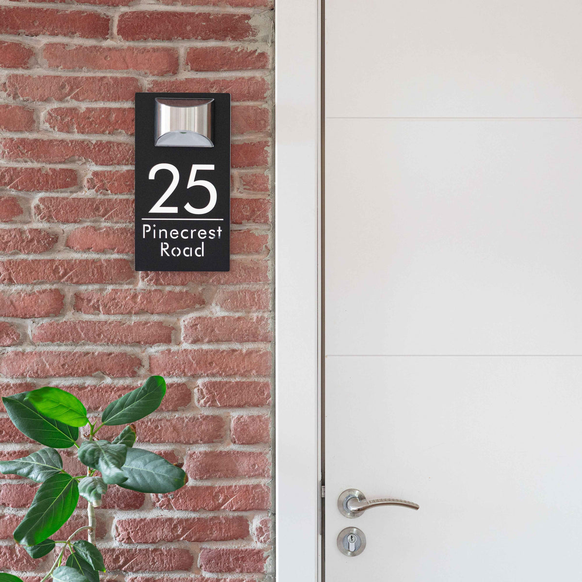 Personalized Solar House Number Sign | Modern LED Address Plaque for Front Door