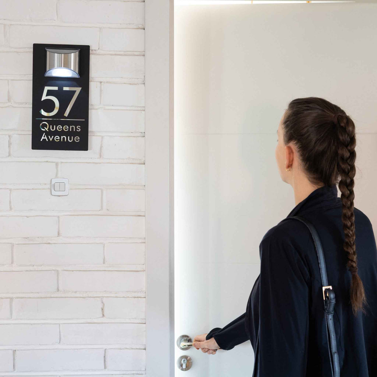 Personalized Solar House Number Sign | Modern LED Address Plaque for Front Door