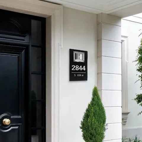 Personalized Solar House Number Sign | Modern LED Address Plaque for Front Door