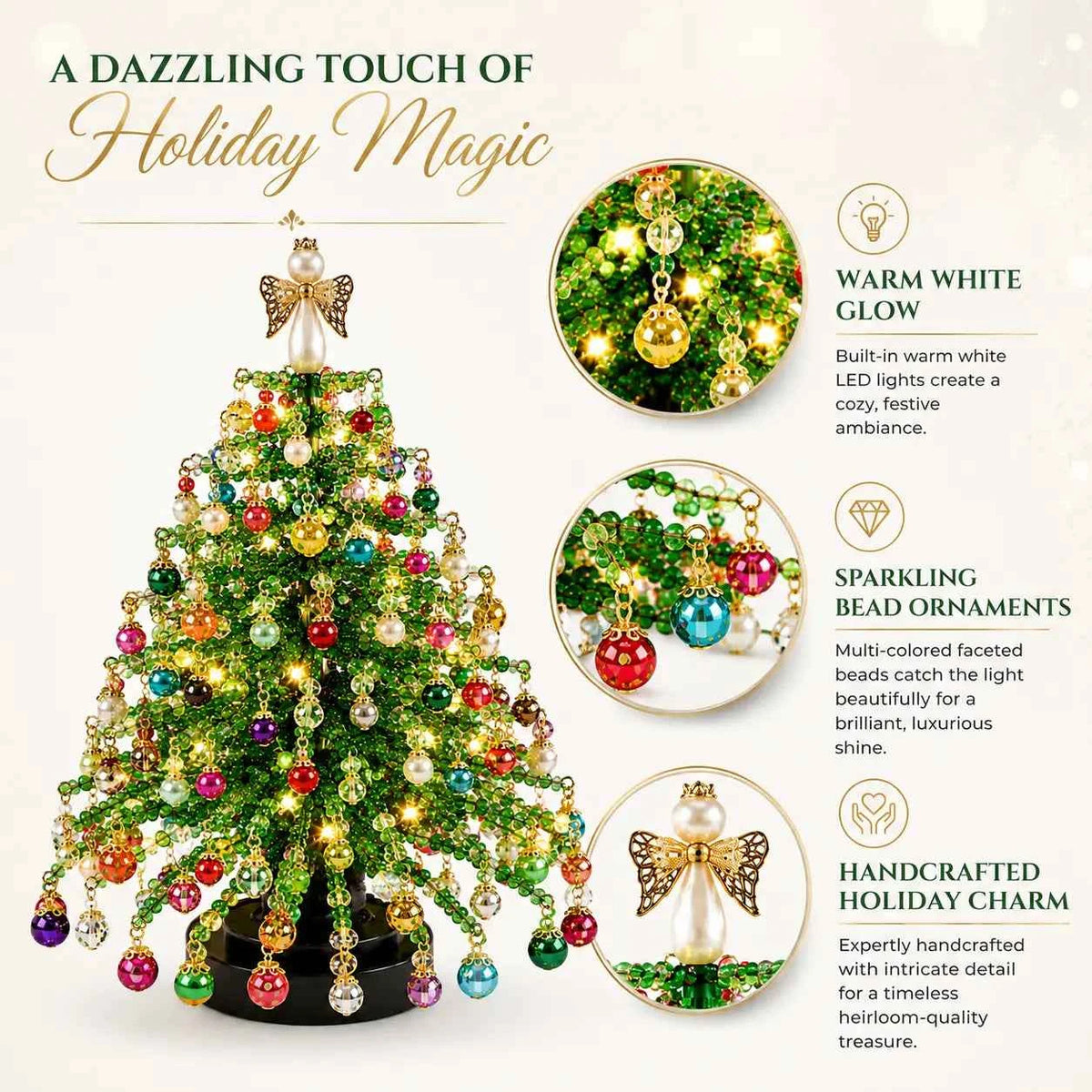 DIY Beaded Christmas Tree Kit | Handmade Crystal Holiday Craft Set