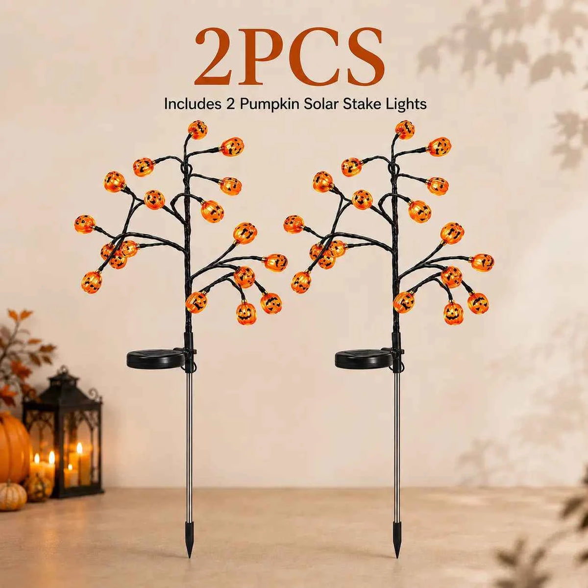 Solar Pumpkin Stake Lights Durable PS Pumpkin Heads,20-Head Halloween Garden Lights with 8 Lighting Modes & Auto On/Off, Outdoor Pathway Yard Lawn Decor, 2/4 Pack tiktokshopbacktoschool