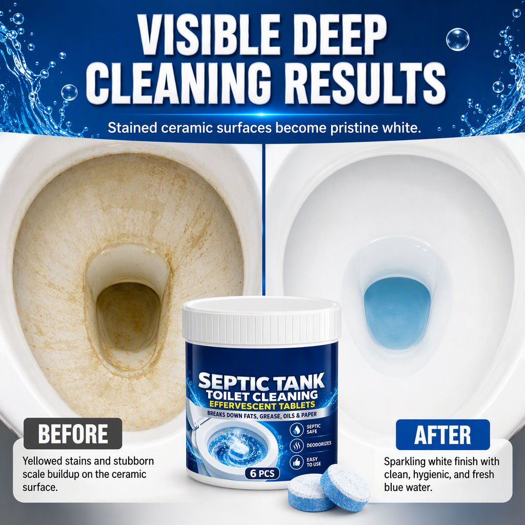 🚽✨ Powerful Effervescent Toilet Cleaning Tablets – Drop, Fizz & Deep Clean | Septic Safe