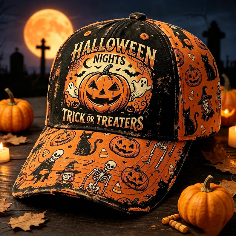 Bestickte Halloween Baseballkappe | Vintage Grusel Herbstmütze