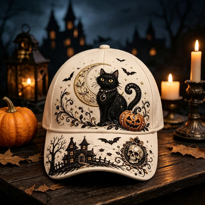 Bestickte Halloween Baseballkappe | Vintage Grusel Herbstmütze