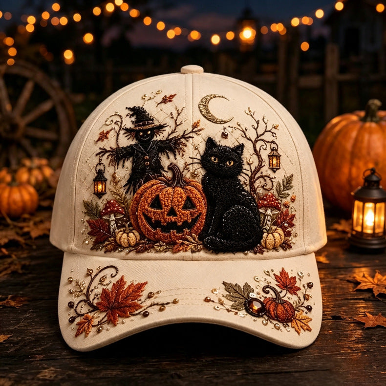 Bestickte Halloween Baseballkappe | Vintage Grusel Herbstmütze