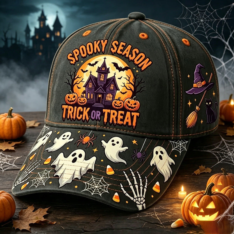 Bestickte Halloween Baseballkappe | Vintage Grusel Herbstmütze