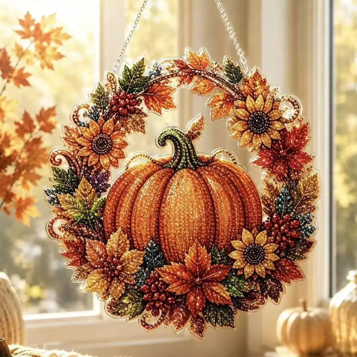 Halloween Diamond Painting Suncatcher Kit | DIY Acrylic Window Hanging Decor
