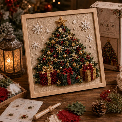 3D Christmas Fabric Poke Art Kit | DIY Holiday Embroidery Craft